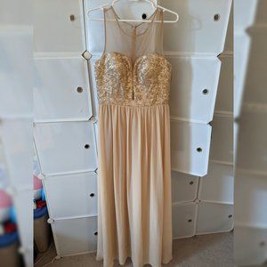 Aidan Mattox Champagne Sequin Gown